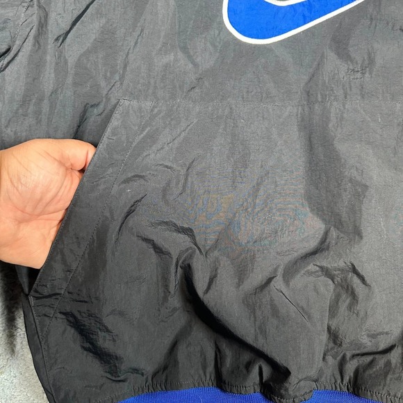 Vintage Nike Center Swoosh Windbreaker Pullover Black Blue XL 90s V-Neck Jacket - Picture 5 of 13